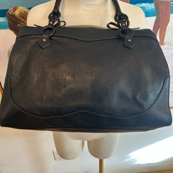 TODS Vintage Black Italian Leather Ring-Handled Satchel - Picture 14 of 16